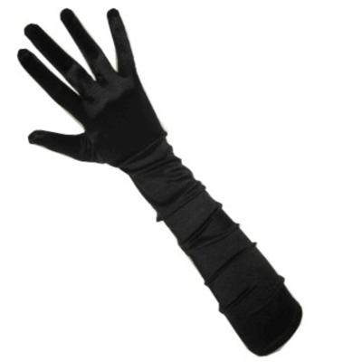 Carnaval verkleed handschoenen - dames - gala - zwart - satijn - 48 cm