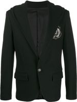 Balmain blazer à patch logo et capuche - Noir