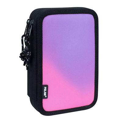 Dubbele etui Milan Sunset Zwart Roze 19,5 x 13 x 5 cm 36 Onderdelen