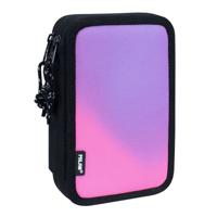 Dubbele etui Milan Sunset Zwart Roze 19,5 x 13 x 5 cm 36 Onderdelen