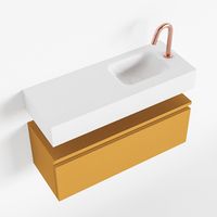 Toiletmeubel Mondiaz Andor | 80 cm | Meubelkleur Ocher | Lex vrijhangend wastafel Talc Rechts | 1 kraangat