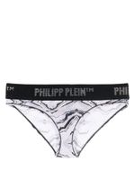 Philipp Plein culotte ornée de strass à bande logo - Blanc - thumbnail