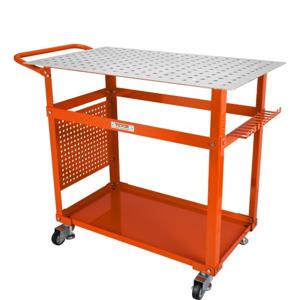 VEVOR Mobiele Lastafel 91.4x61cm Laswerkbank 272kg Laadvermogen Gatentafel 216 Gaten (φ1.6cm) Werkbank Koolstofstalen Werktafel met Wielen Gereedschapsbak aan zijkant 11 Haken