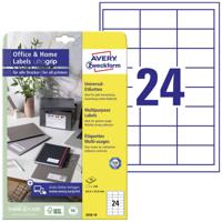 Avery-Zweckform 3658-10 Universele etiketten 64.6 x 33.8 mm Papier Wit 240 stuk(s) Permanent hechtend Inkjet, Laser (zwart/wit), Laser (kleur), Kopiëren