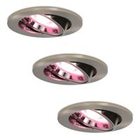 Set van 3 Lublin smart inbouwspots - Wifi + Bluetooth - RGBWW - GU10 - Kantelbaar - Google Home, Amazon Alexa en Siri - IP20 voor binnen - RVS - Plafondspots
