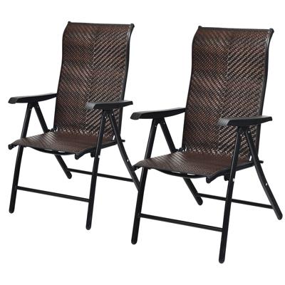 2 Rotan Vouwstoelen voor de Patio Draagbare Buiten Kampeerstoelen Bruin