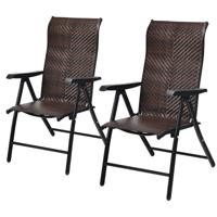 2 Rotan Vouwstoelen voor de Patio Draagbare Buiten Kampeerstoelen Bruin