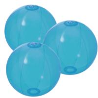 Opblaasbare strandbal plastic - 10x stuks - transparant blauw - D28 cm - Strand buiten zwembad speel