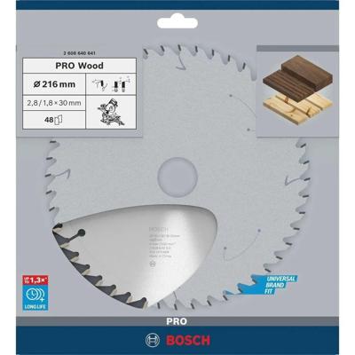 Bosch Professional Cirkelzaagblad voor Hout | PRO Wood | Ø 216mm Asgat 30mm 48T - 2608640641