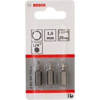 Bosch Accessoires Bit extra-hard HEX 1.5, 25 mm 3st - 2607001716 - thumbnail