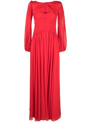 Giambattista Valli robe longue en soie à découpes - Rouge