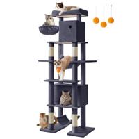 Grote kattenkrabpaal met meerdere verdiepingen en ligplekken, Donkergrijs