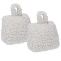 Home & Styling Teddy Deurstopper - 2x - 1 kg - wit - stof - gewicht - 7 x 17 cm - deurstop