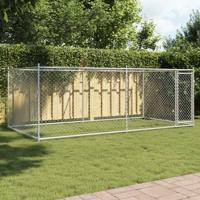 Hondenhok met deur 4x2x1,5 m gegalvaniseerd staal grijs