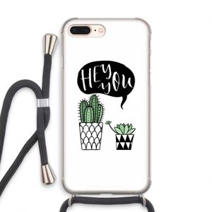 Hey you cactus: iPhone 8 Plus Transparant Hoesje met koord