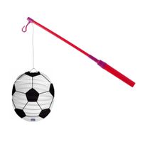 Lampionstokje 40 cm - met voetbal lampion - wit/zwart - D22 cm - thumbnail