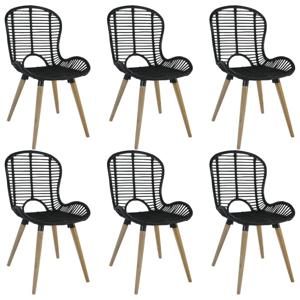 Eetkamerstoelen 6 st natuurlijk rattan zwart SKU: V275838