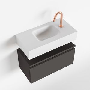 Toiletmeubel Mondiaz Andor | 60 cm | Meubelkleur Dark grey | Lex vrijhangend wastafel Talc Midden | 1 kraangat