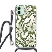Wit bloemenpatroon: iPhone 11 Transparant Hoesje met koord