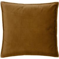 Bank/sierkussens huiskamer Sophia - 52 x 52 cm - Goud/bruin - polyester - met rits