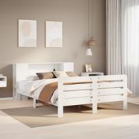 Bedframe zonder matras massief grenenhout wit 140x190 cm