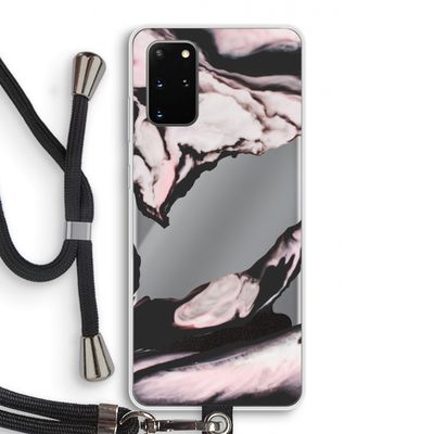 Roze stroom: Samsung Galaxy S20 Plus Transparant Hoesje met koord