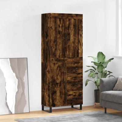 Hoge kast 69,5x34x180 cm bewerkt hout gerookt eikenkleurig