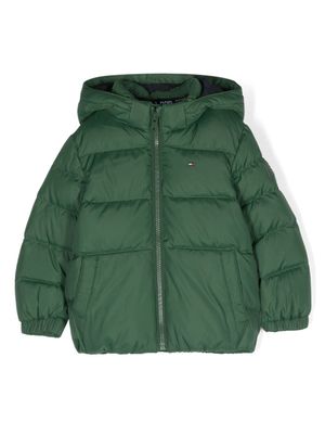 Tommy Hilfiger Junior Donsjack met geborduurd logo - Groen
