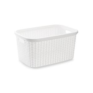 Plasticforte Wasmand - 35 liter - rotan - wit - kunststof - 53 x 36 x 26 cm