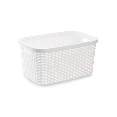 Plasticforte Wasmand - 35 liter - rotan - wit - kunststof - 53 x 36 x 26 cm
