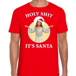 Rood Kerst shirt / Kerstkleding Holy shit its Santa voor heren 2XL  -