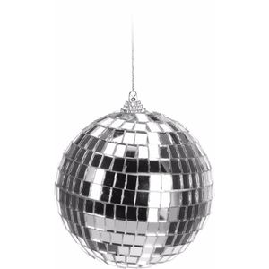 1x Zilveren disco kerstbal 10 cm - Kerstbal