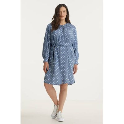 Simply Be jurk met stippen en plooien blauw/wit Simply Be jurk met stippen en plooien blauw/wit