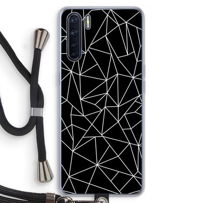 Geometrische lijnen wit: Oppo A91 Transparant Hoesje met koord