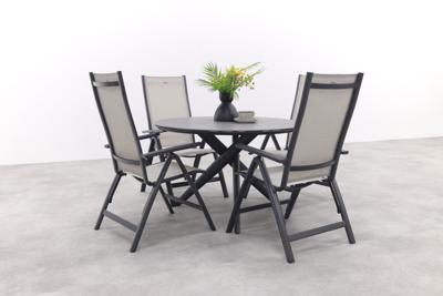 Hartman Monza alu/Dublin verstelbare tuinset - 5-delig - 120 cm.