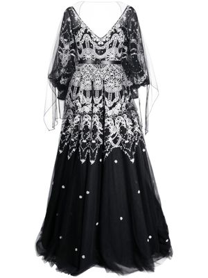 Saiid Kobeisy robe longue en tulle à coupe évasée - Noir