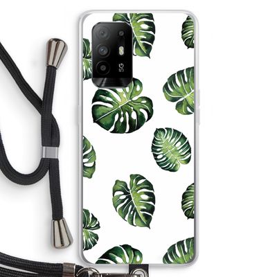 Tropische bladeren: Oppo A94 5G Transparant Hoesje met koord