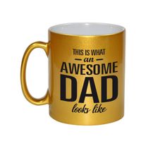 Awesome dad cadeau mok / beker goud voor Vaderdag 330 ml