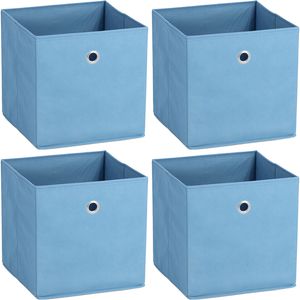 Opbergmand/kastmand - 4x - 22 liter - blauw - 28 x 28 x 28 cm