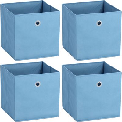 Opbergmand/kastmand - 4x - 22 liter - blauw - 28 x 28 x 28 cm