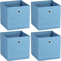 Opbergmand/kastmand - 4x - 22 liter - blauw - 28 x 28 x 28 cm - thumbnail