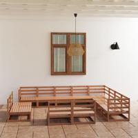 12-delige Loungeset massief grenenhout honingbruin
