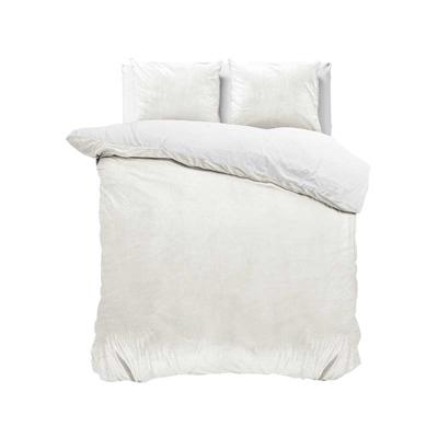 Dekbedovertrek Velvet Uni - Eenpersoons (140x220 cm) - Wit Polyether - Dessin: Effen - Sleeptime - Dekbed-Discounter.nl