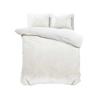 Dekbedovertrek Velvet Uni - Tweepersoons (200x220 cm) - Wit Polyether - Dessin: Effen - Sleeptime - Dekbed-Discounter.nl