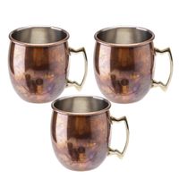 3x Cocktailbekers/cocktailglazen Moscow Mule 450 ml antiek koper