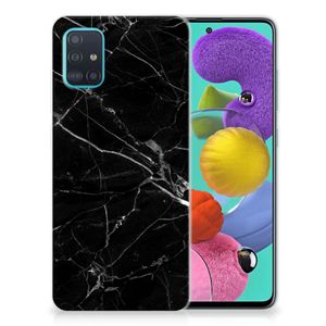 Samsung Galaxy A51 TPU Siliconen Hoesje Marmer Zwart - Origineel Cadeau Vader