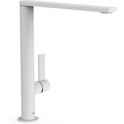 Wastafelkraan Tres Project | Opbouw | Draaibare uitloop | Mengkraan | Hoog model | 1-hendel | Rond | Wit mat