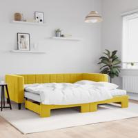 Slaapbank onderschuifbed en matrassen 90x200 cm fluweel geel