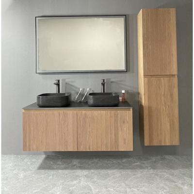 Badmeubel Casajoy Bold Topblad Donkergrijs Onderkast 120 cm Met Strepen Eiken Casajoy