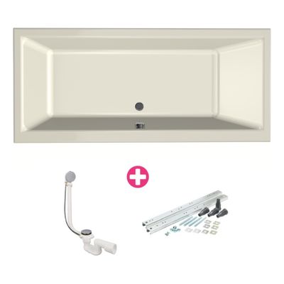 Ligbad Xenz Kristal | Inbouw | 170x75 cm | Incl.Badafvoer | Met overloop | Acryl | Pergamon glans